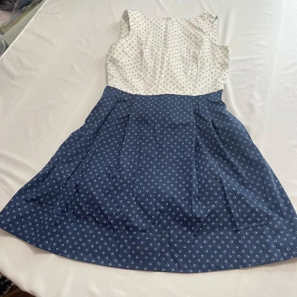 Serena & Lily Horseshoe Blue White Dress Size 4